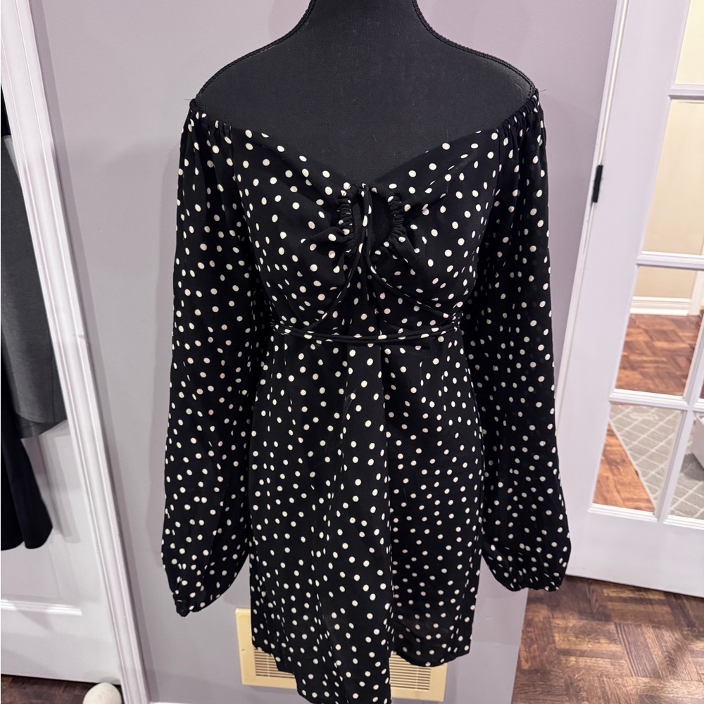 Faithfull the Brand Black and Cream/Beige Bishop Sleeve Sundress - Picture 4 of 7